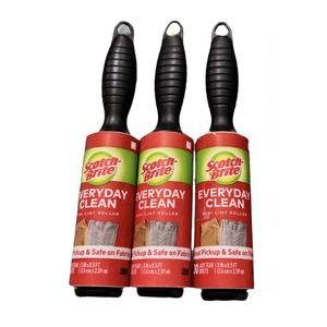 3 Scotch-Brite Everyday Clean Mini Lint Rollers 30 Sheets Each